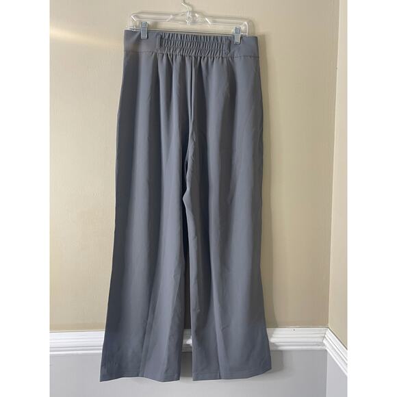 Halara Large Petite High Waist Button Front Shirred Straight Leg Work Pants - Picture 7 of 10